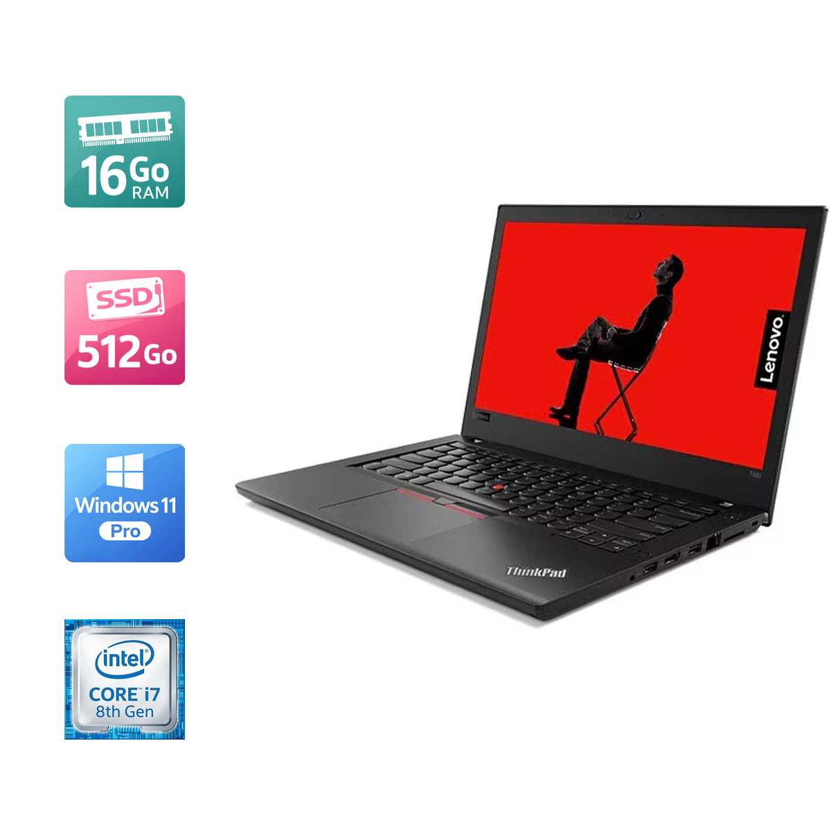 LENOVO ThinkPad T480 i7-8650U 16Go 512Go SSD